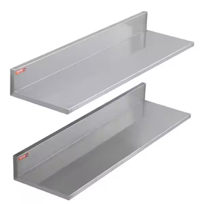 lot 17 image: VEVOR Stainless Steel Shelf 8.6 in. x 30 in. Wall Mounted Floating Shelving Heavy Duty Storage Rack Silver, 2-Piece
