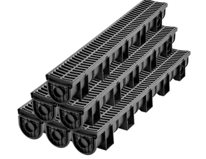 lot 25 image: VEVOR Trench Drain Grate 39 in. L x 5.8 in. W x 5.2 in. D Drainage Trench with Plastic Grate and End Cap Channel Drain 6 Pack