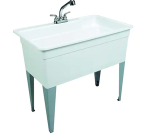 lot 26 image: BigTub Utilatub Combo 40 in. x 24 in. 33 in. Polypropylene Floor Mount Utility Tub with Pull-Out Faucet in White