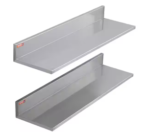 lot 56 image: VEVOR Stainless Steel Shelf 8.6 in. x 30 in. Wall Mounted Floating Shelving Heavy Duty Storage Rack Silver, 2-Piece
