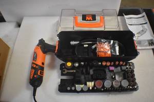 lot 23 image: WEN 23190 1.3-Amp Variable Speed Steady-Grip Rotary Tool with 190-Piece Accessory Kit, Flex Shaft, and Carrying Case
