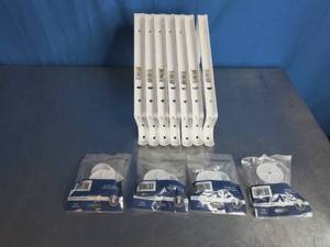 lot 9 image: 7 White heavy-duty closet shelf and rod brackets and Closet pole sockets