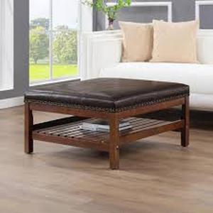 lot 3 image: Designs4Comfort Silverton Coffee Table Ottoman wShelf in Espresso Faux Leather
