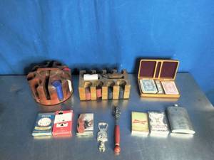lot 40 image: Vintage Poker Chips, Chip Holder, and Cards