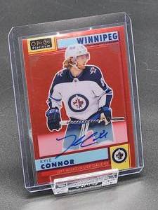 lot 2 image: 2022-23 O-Pee-Chee Platinum Autographed Card Featuring Kyle Connor