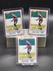 lot 63 image: (3) 1981 - 82 Topps Vintage Jari Kurri #18 Rookie Cards