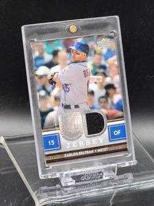 lot 62 image: Vintage 2007 Game Used Upper Deck Baseball Carlos Beltran Jersey Card
