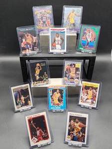 lot 119 image: (12) Assorted Vintage Lakers HOF Great Erving Magic Johnson NBA Cards