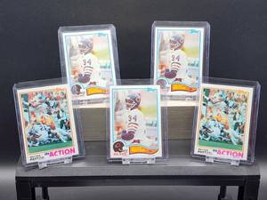 lot 179 image: (5) Vintage 1982 Topps Football Bears HOF Great Walter Payton Sweetness Cards