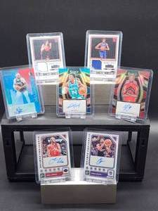 lot 182 image: (5) Assorted NBA Auto Cards & (2) Jersey Cards