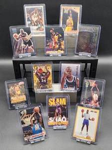 lot 178 image: (12) Assorted Years Vintage Lakers HOF Great Shaquille ONeil NBA Cards