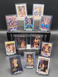 lot 191 image: (12) Assorted Lakers HOF Great Erving Magic Johnson NBA Cards