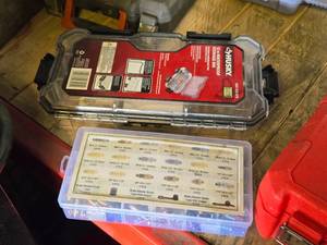 lot 129 image: (1) Brake Bleeder Kit, (1) Husky 12 Waterproof Storage Bin #1002 620 879
