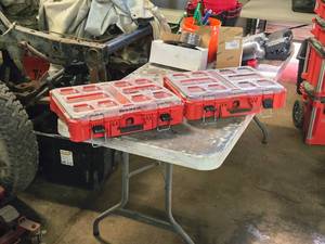 lot 196 image: Lot of (2) Milwaukee Packout Parts Organizer Cases with Assorted Connectors, Fittings