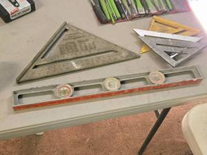 lot 228 image: (4) Carpenter Squares, (1) Level