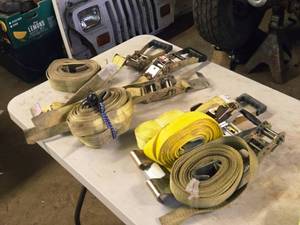 lot 286 image: Lot of (6) Flat Hook Tie-Down Straps