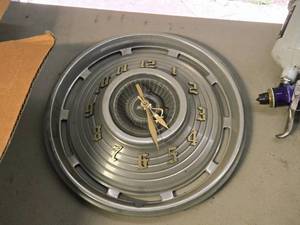 lot 300 image: Vintage Hubcap Wall Clock  1966 Chevrolet Chevelle