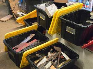 lot 348 image: Lot of (5 Bins) Chevrolet Blazer Parts - Door, Headlites, Sheet Metal, Mirrors, Heater Core, Gas Lights and more