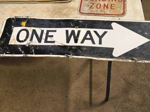 lot 375 image: ONE WAY Metal Sign