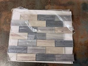 lot 35 image: 5 Sheets New Moon Blue Glass Mosaic Tile