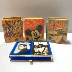 lot 11 image: Elvis Playing Card Decks, 3 Mini Cartoon Comic Books