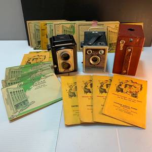 lot 16 image: 3 Vintage Film Cameras and Giant Negative Collection
