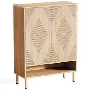 lot 9 image: 45.5 in. H x 28.7 in. W. Oak Wood 30-Pairs Shoe Storage Cabinet, Freestanding Shoe Rack Organizer for Entryway Customer Returns See Pictures