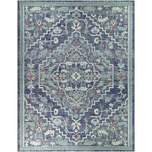 lot 11 image: Hampton Bay Blue 8 ft. x 10 ft. Traditional Medallion IndoorOutdoor Area Rug  Customer Returns See Pictures
