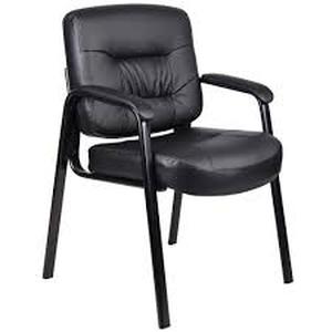 lot 22 image: BOSS OFFICE Black Executive Mid Back LeatherPlus Guest Chair     Customer Returns See Pictures