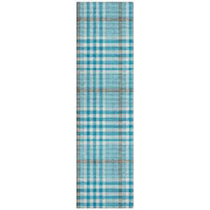 lot 33 image: Addison Rugs Chantille Machine Washable IndoorOutdoor Abstract ACN1054 Teal 2 ft. 3 in. x 7 ft. 6 in. Area Rug     Customer Returns See Pictures
