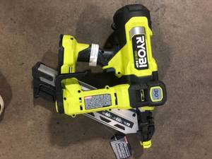lot 41 image: RYOBI ONE HP 18V Brushless Cordless AirStrike 30° Framing Nailer (Tool Only)  Customer Returns See Pictures