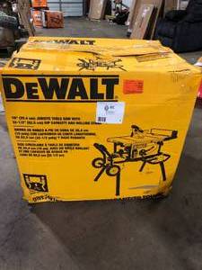 lot 1 image: DEWALT 15 Amp Corded 10 in. Job Site Table Saw with Rolling Stand Used Customer Returns See Pictures