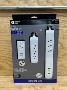 lot 38 image: 4 ft. Multiple Outlet and Wall Mounted Surge Protector Set (3-Pack)