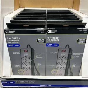 lot 137 image: Commercial Electric 6 ft. 12-Outlet Black Surge Protector with USB (lot of 18)