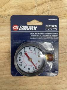 lot 205 image: Campbell Hausfeld - 14 in. NPT Pressure Gauge (0-300 PSI) GR002000AJ