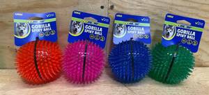 lot 230 image: Petsport Assorted TPR Gorilla Spiky Ball Ball Dog Toy Large (lot of 4)