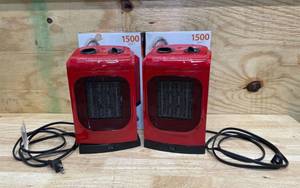 lot 236 image: KUL 1500 Watt Red Ceramic Fan Heater - Model 369927 (lot of 2)