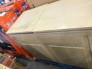 lot 90 image: WOOD CABINET, USED, NEEDS TLC