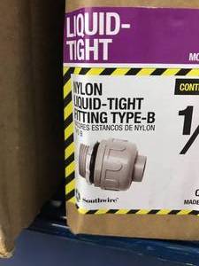 lot 104 image: NYLON LIQUID-TIGHT FITTING TYPE B
