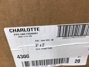 lot 93 image: CHARLOTTE PIPE AND FOUNDRY 3 X 2 PVC PIPE