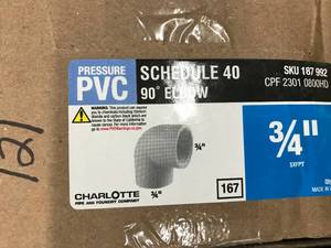 lot 121 image: PVC SCHEDULE 40 90 ELBOW 34