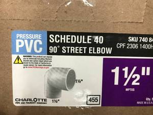 lot 126 image: PVC SCHEDULE 40 90 STREET ELBOW