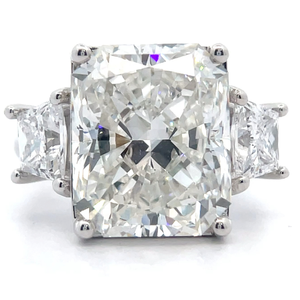 lot 1 image: NEW 12 Carat Diamond Radiant & Trapezoid Three-Stone Ring in 14k White Gold w Report $27,999 Retail VIDEO