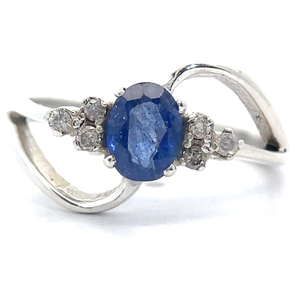 lot 37 image: Natural Sapphire & Diamond Orbital Split Shank Ring VIDEO