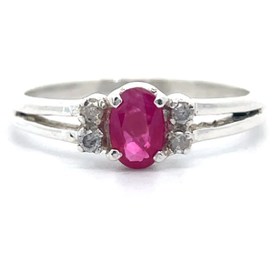 lot 36 image: Ruby & Natural Diamond Split Shank Ring VIDEO