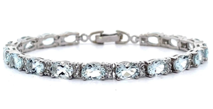 lot 33 image: NEW 12.25 Carat Oval Aquamarine & White Topaz Bracelet VIDEO
