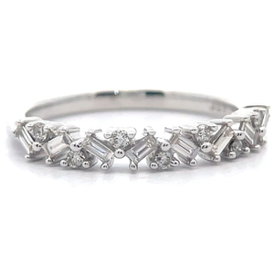 lot 22 image: NEW 0.25 Carat Natural Diamond Baguette & Round Icicle Ring in White Gold $1,475 Retail VIDEO