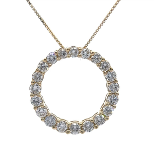 lot 23 image: NEW 1 Carat Pav Diamond Wreath Eternity Circle Necklace in Yellow Gold Retail $1,395 VIDEO