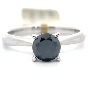 lot 24 image: NEW 1 Carat Fancy Black Natural Diamond Solitaire Ring in 14k White Gold Retail $1,745 Tag Included VIDEO