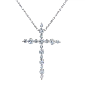 lot 31 image: NEW 1 Carat Diamond Cross Pendant in 14k White Gold Retail $1,495 Tag Included VIDEO